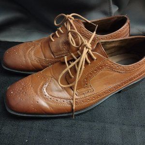 Mens Size 9 Soft Stags Brown Square Toe Lace Up Dress Shoes
